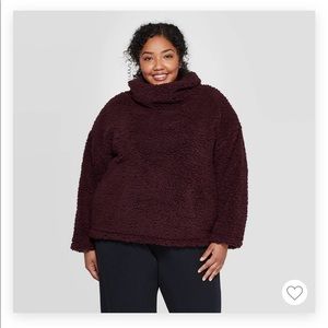 Women’s plus size turtleneck Sherpa pull over 1X